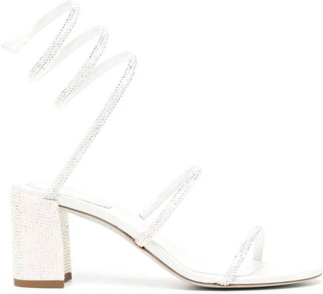 René Caovilla Cleo 80mm crystal-embellished sandals White
