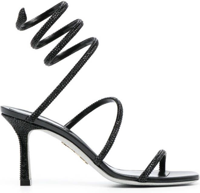 René Caovilla Cleo crystal 85mm sandals Black