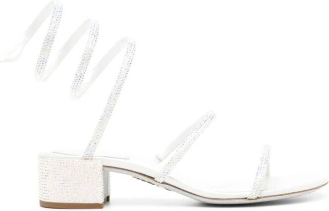 René Caovilla Cleo embellished leather sandals White