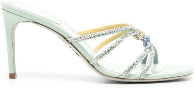 René Caovilla crystal-embellished 90mm leather sandals Green
