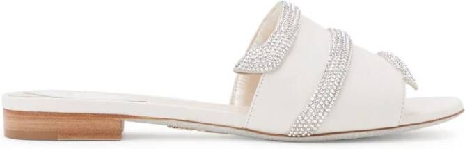 René Caovilla crystal-embellished sandals White