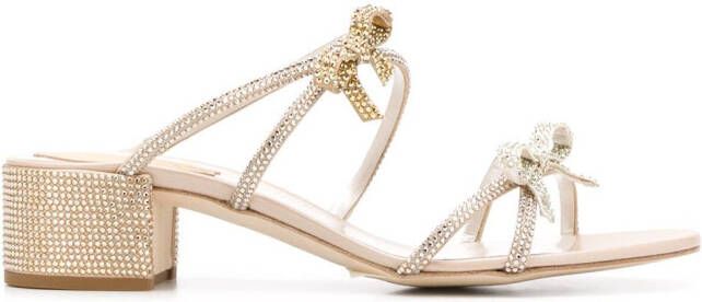 René Caovilla embellished straps sandals Gold