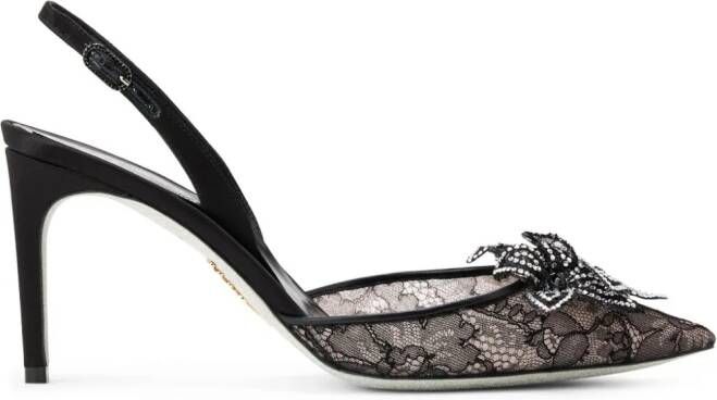 René Caovilla Floriane 80mm lace pumps Black