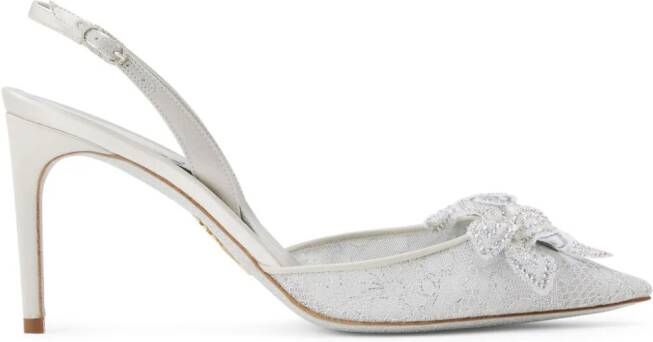 René Caovilla Floriane 80mm lace pumps White