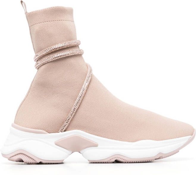 René Caovilla glitter-wrap sock-ankle sneakers Neutrals