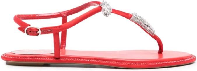 René Caovilla Katy crystal-embellished sandals Red