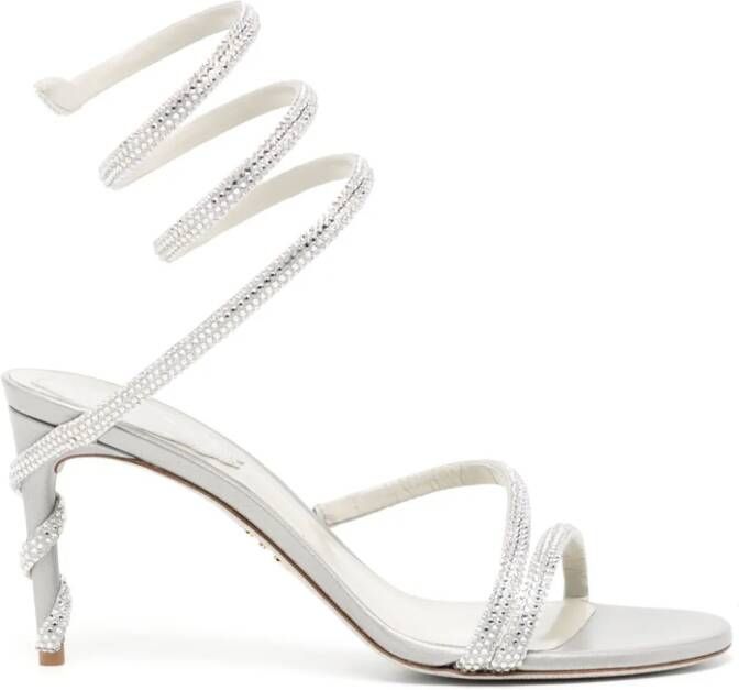 René Caovilla Margot 80mm crystal-embellished sandals Silver