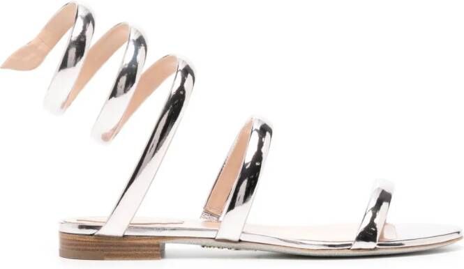 René Caovilla Serpente metallic-finish sandals Silver