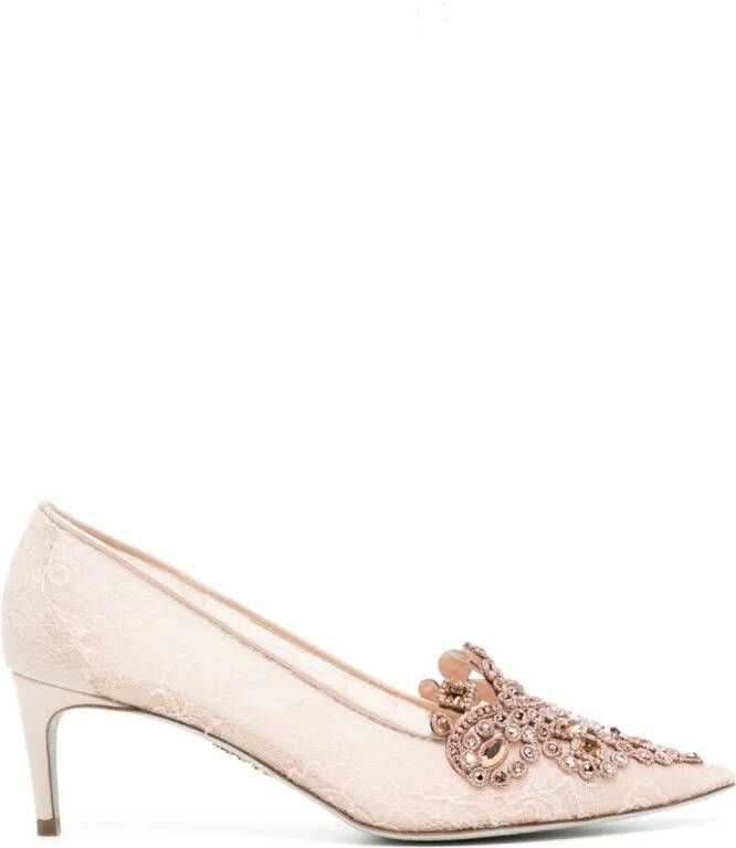 René Caovilla Veneziana 60mm lace pumps Pink