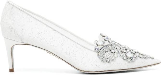 René Caovilla Veneziana 60mm lace pumps Silver