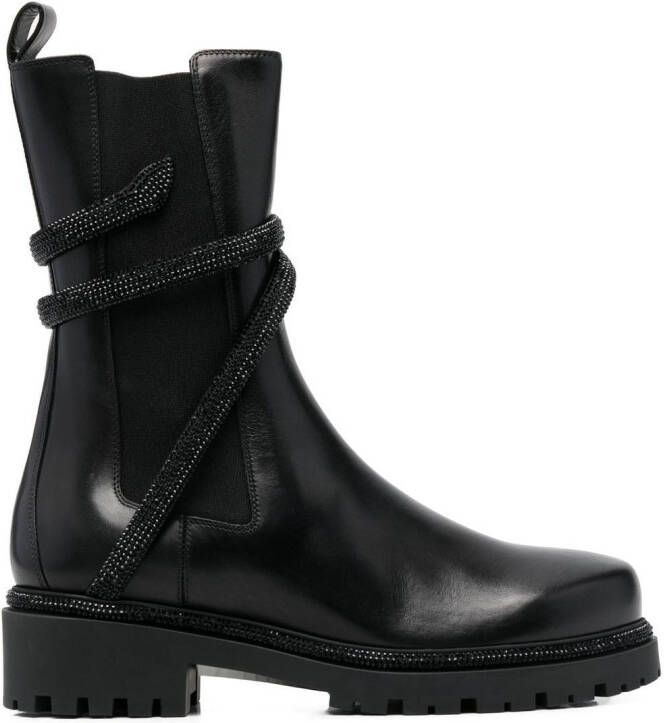 René Caovilla wrap-around leather boots Black