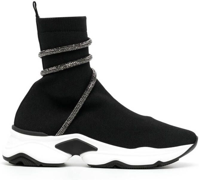 René Caovilla wraparound-strap sock sneakers Black