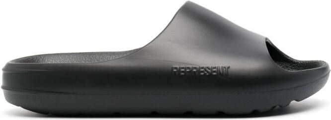 Represent side engraved-logo slides Black