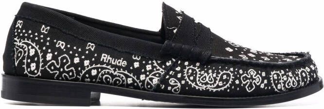 RHUDE bandana-print raw-cut loafers Black