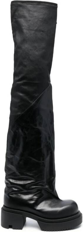Rick Owens Bogun 78mm leather flared boots Black
