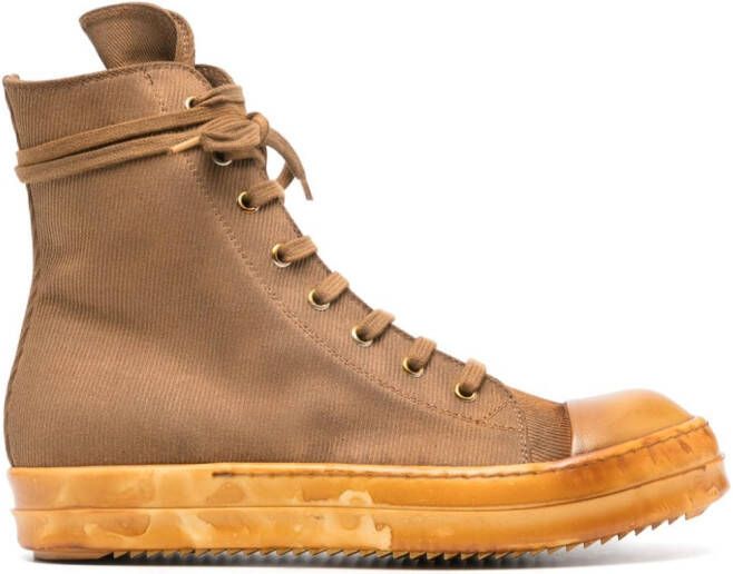 Rick Owens DRKSHDW high-top canvas sneakers Brown