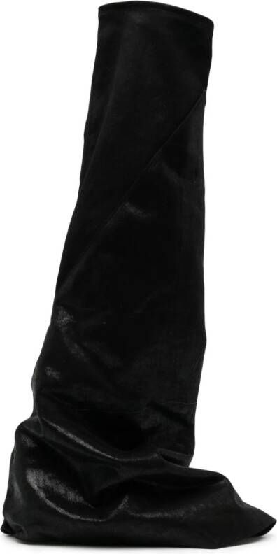 Rick Owens DRKSHDW slouchy layered knee-high boots Black