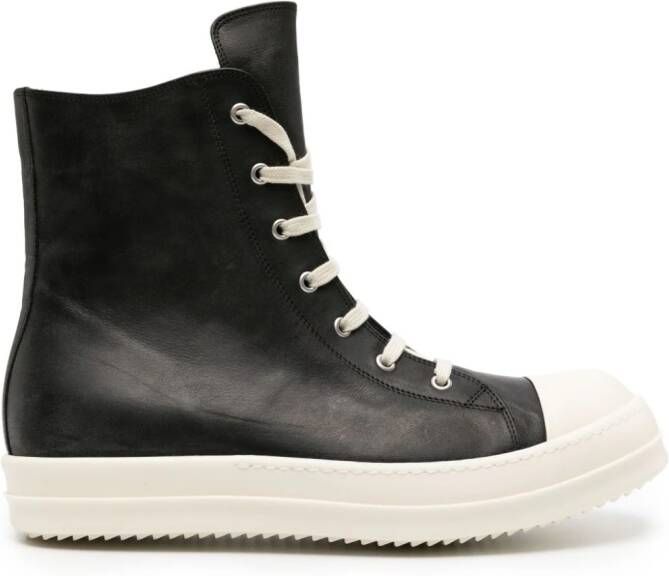Rick Owens high-top leather sneakers Black
