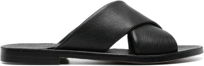 Rier crossover-strap leather slides Black