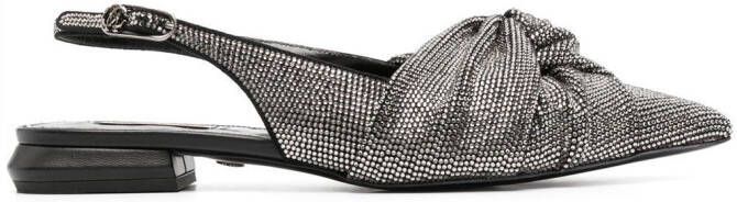 Roberto Cavalli crystal-embellished slingback ballerinas Grey