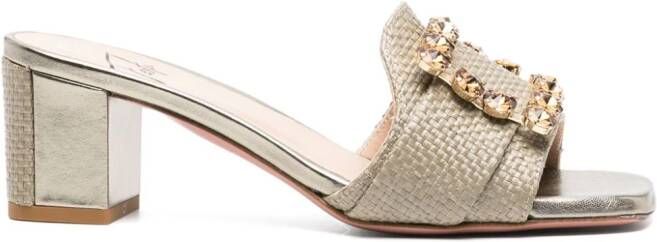 Roberto Festa Basa 50mm crystal-buckle mules Neutrals