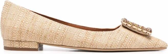 Roberto Festa crystal-buckle ballerina shoes Neutrals