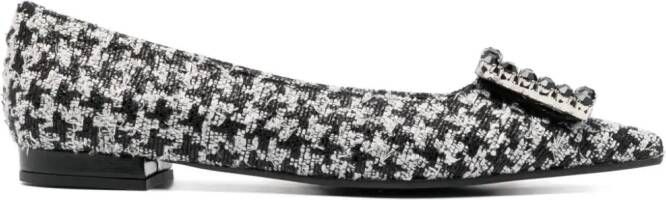 Roberto Festa houndstooth leather ballerina shoes Black