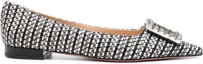 Roberto Festa pointed-toe woven ballerina shoes Black