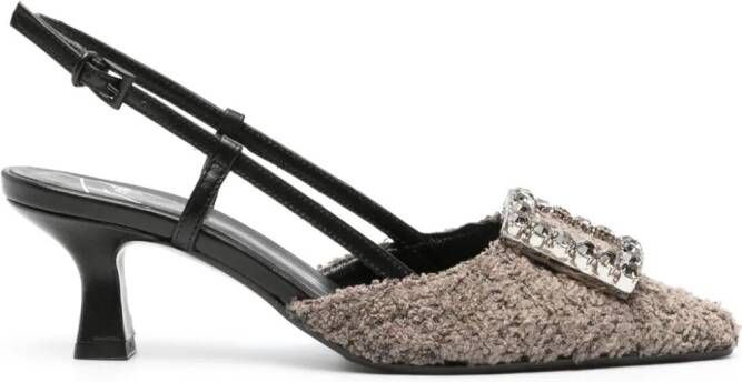 Roberto Festa Stefi 60mm crystal-embellished slingback pumps Grey