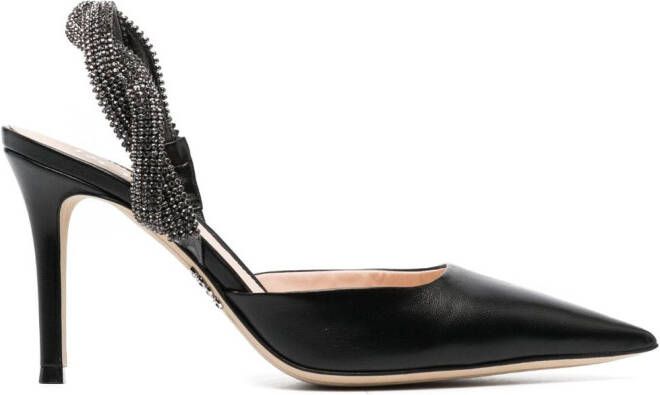 Rodo 95mm crystal-embellished leather pumps Black