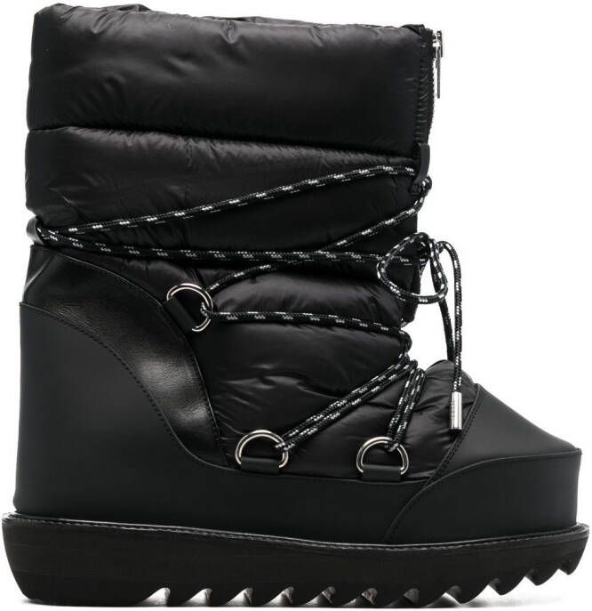 Sacai quilted lace-up ankle boots Black