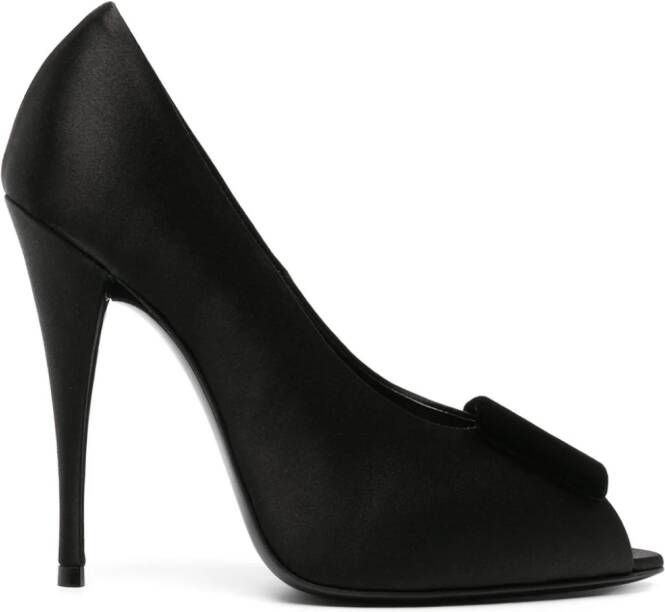 Saint Laurent 115mm peep-toe satin pumps Black