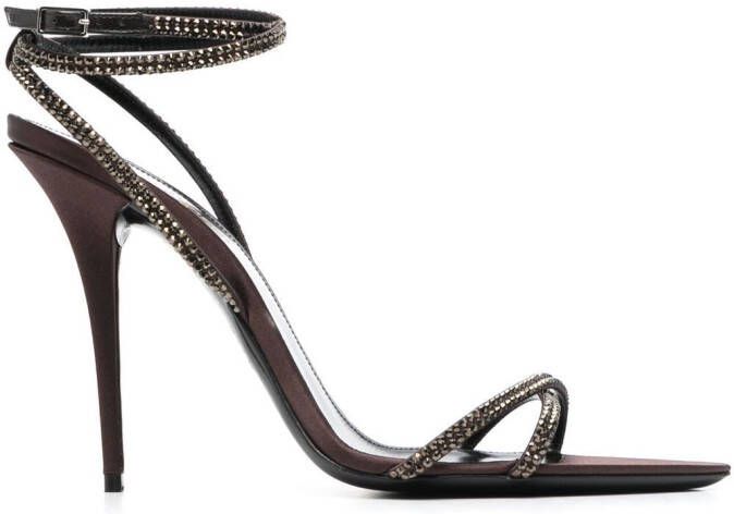 Saint Laurent Ava 105mm embellished sandals Brown