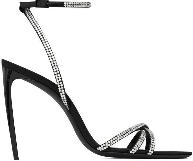 Saint Laurent Ava 105mm rhinestone-embellished sandals Black - Picture 2