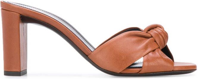 Saint Laurent 80mm Bianca twisted-detail sandals Brown