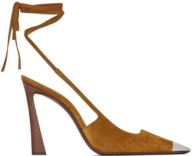 Saint Laurent 105mm Blade metal suede pumps Brown - Picture 2