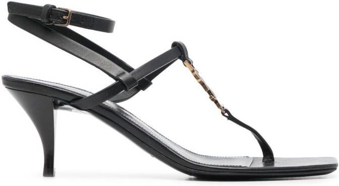 Saint Laurent 60mm Cassandra leather sandals Black