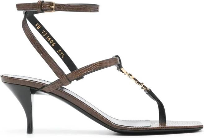 Saint Laurent Cassandra 60mm leather sandals Brown