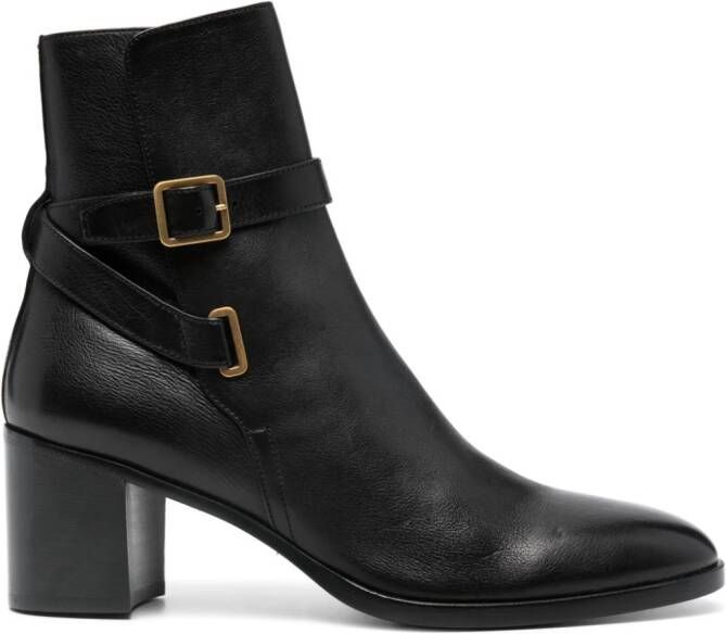 Saint Laurent Dorian 70mm buckled biker boots Black