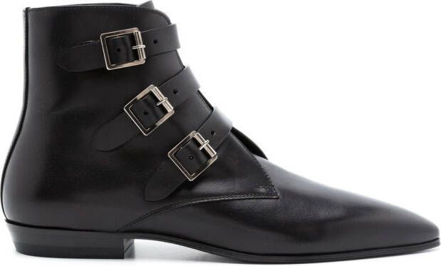 Saint Laurent Goth leather buckle boots Black