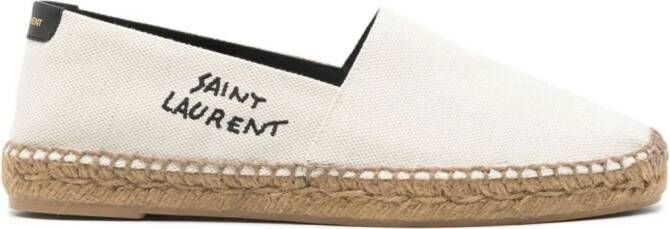 Saint Laurent logo-embroidered espadrilles Neutrals