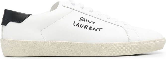 Saint Laurent logo-embroidered low-top sneakers White - Picture 2