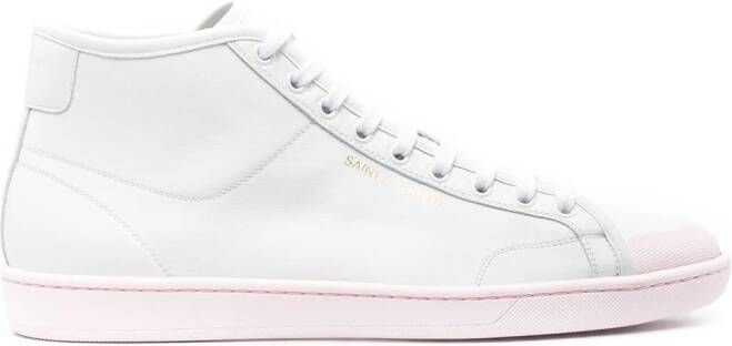Saint Laurent logo-stamp high top sneakers Yellow