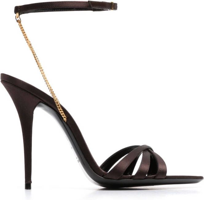 Saint Laurent Melody 115mm satin sandals Brown