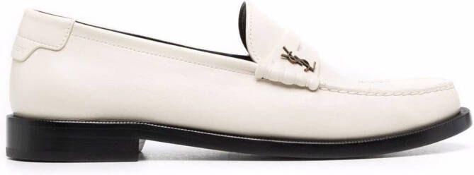 Saint Laurent monogram plaque loafers Neutrals