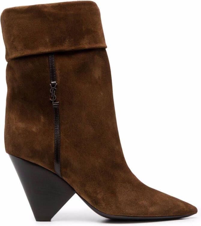 Saint Laurent 85mm Niki ankle boots Brown