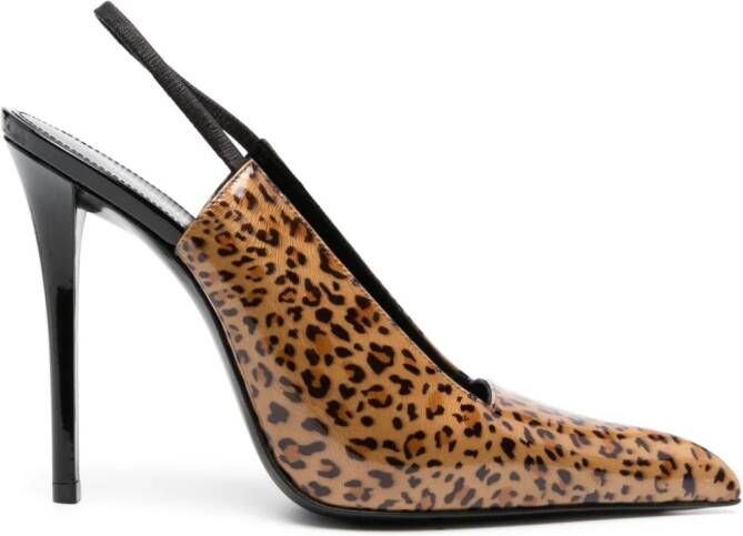 Saint Laurent Raven 120mm leopard-print pumps Brown