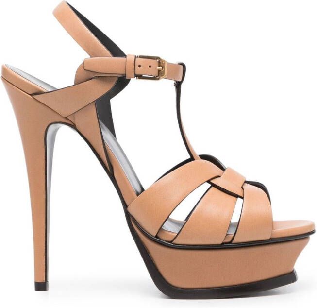 Saint Laurent Tribute 150mm platform sandals Brown