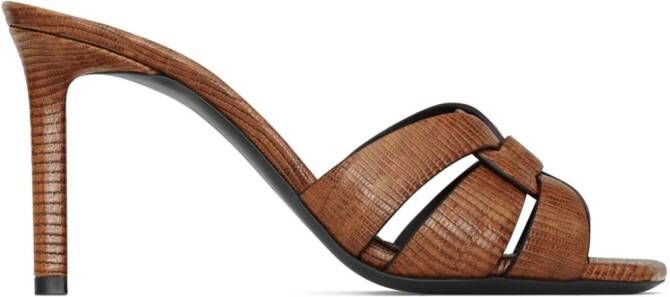 Saint Laurent Tribute 85mm lizard-effect mules Brown