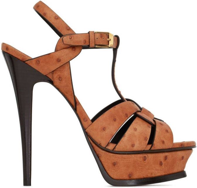 Saint Laurent Tribute 140mm leather sandals Neutrals
